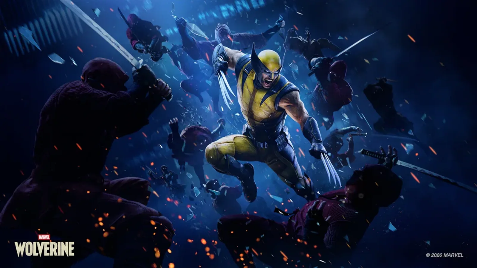 Wolverine attacks through debris in official Marvel’s Wolverine artwork.