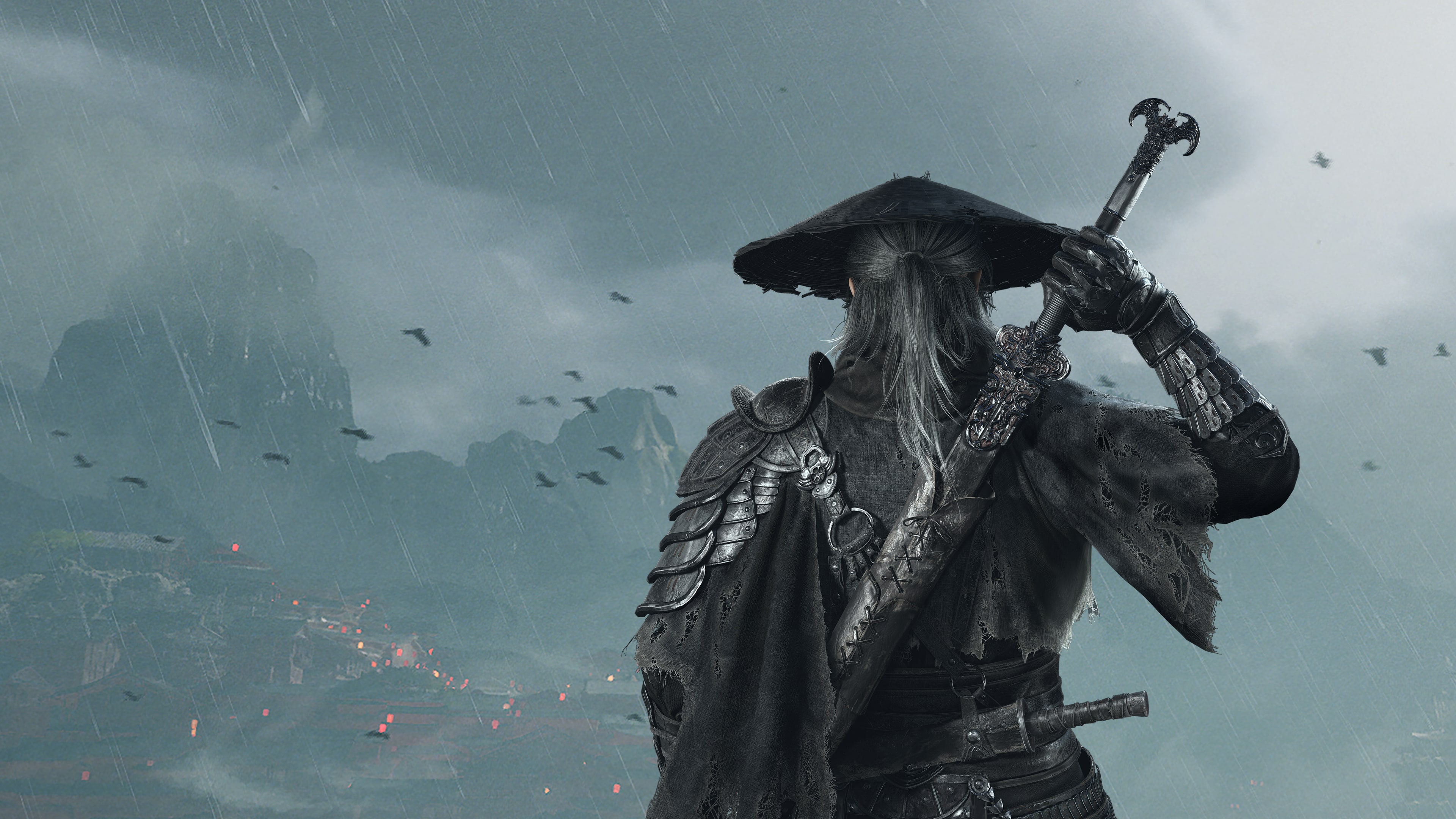 Soul stands in the rain in official Phantom Blade Zero artwork.